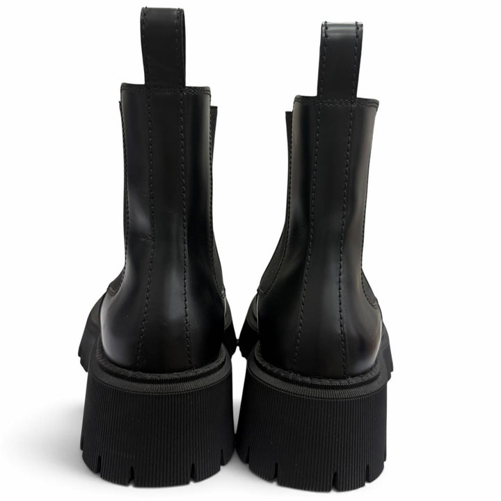 極美品□BALENCIAGA バレンシアガ 636599 TRACTOR 20MM レザー 厚底 サイドゴア チェルシー ブーツ ブラック 40 イタリア製 メンズ