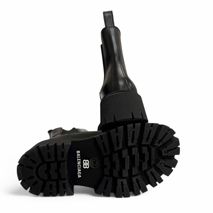 極美品□BALENCIAGA バレンシアガ 636599 TRACTOR 20MM レザー 厚底 サイドゴア チェルシー ブーツ ブラック 40 イタリア製 メンズ