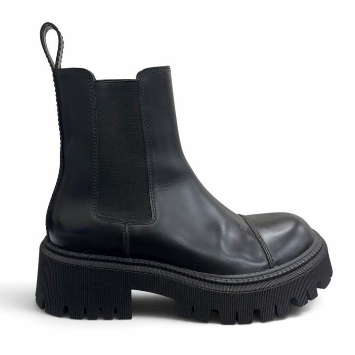 極美品□BALENCIAGA バレンシアガ 636599 TRACTOR 20MM レザー 厚底 サイドゴア チェルシー ブーツ ブラック 40 イタリア製 メンズ