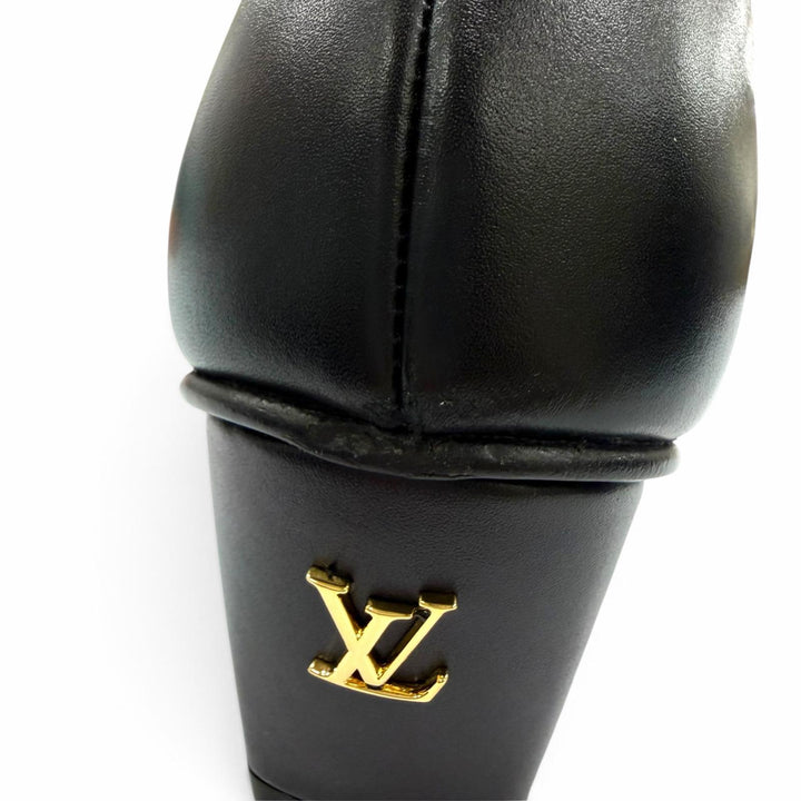 未使用品☆LOUIS VUITTON ルイヴィトン トリニティ・アンクルブーツ LVロゴ レザー ショートブーツ ブラック 38 イタリア製 レディース