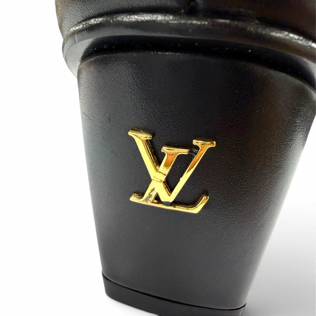 未使用品☆LOUIS VUITTON ルイヴィトン トリニティ・アンクルブーツ LVロゴ レザー ショートブーツ ブラック 38 イタリア製 レディース