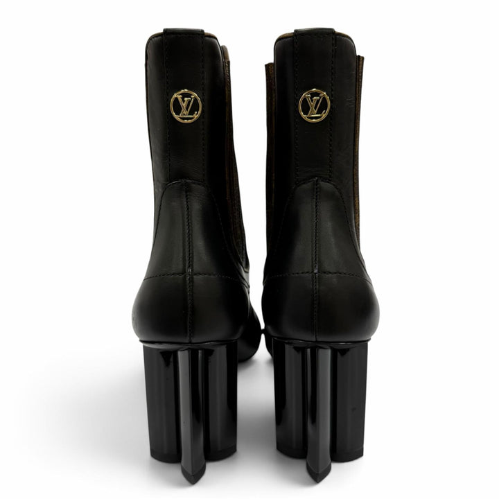 極美品☆LOUIS VUITTON ルイヴィトン シルエット チェルシー アンクルブーツ モノグラム レザー ショートブーツ ブラック 37.5 伊製
