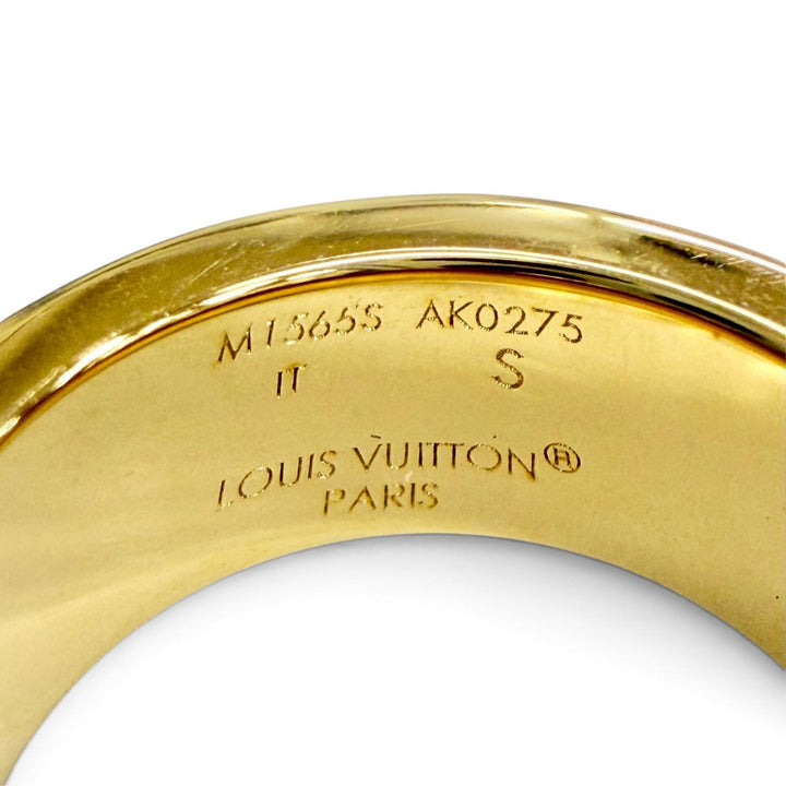 美品△LOUIS VUITTON ルイヴィトン M1565S フライト モード リング ナノ グラム エナメル ー ブロン モノグラムフラワー 指輪 S JP10号