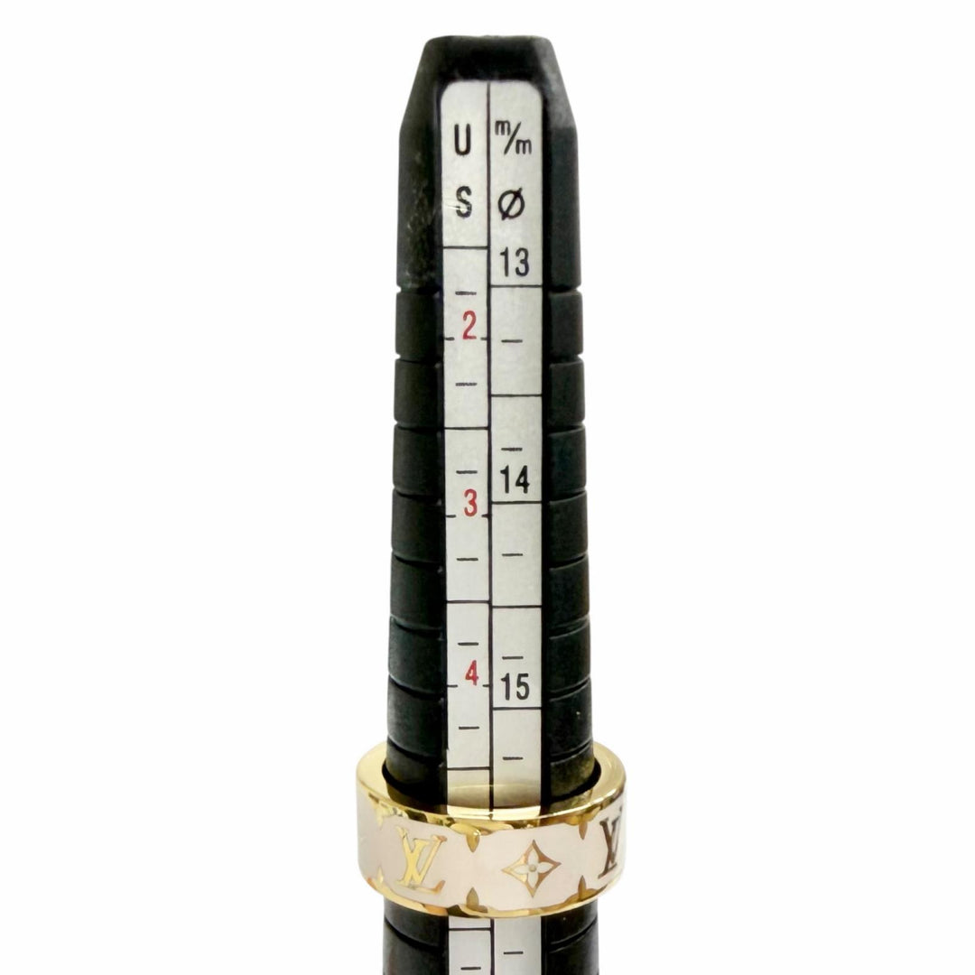 美品△LOUIS VUITTON ルイヴィトン M1565S フライト モード リング ナノ グラム エナメル ー ブロン モノグラムフラワー 指輪 S JP10号