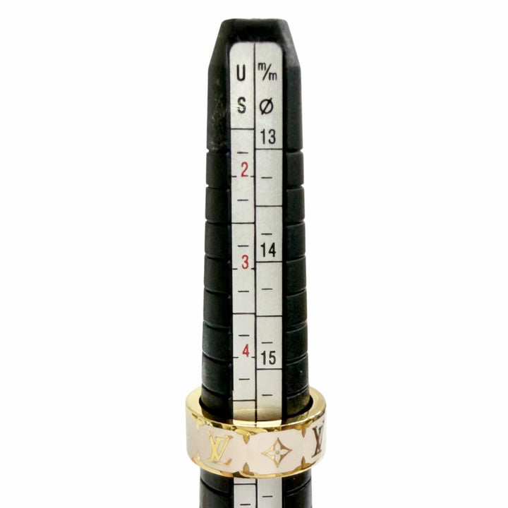 美品△LOUIS VUITTON ルイヴィトン M1565S フライト モード リング ナノ グラム エナメル ー ブロン モノグラムフラワー 指輪 S JP10号