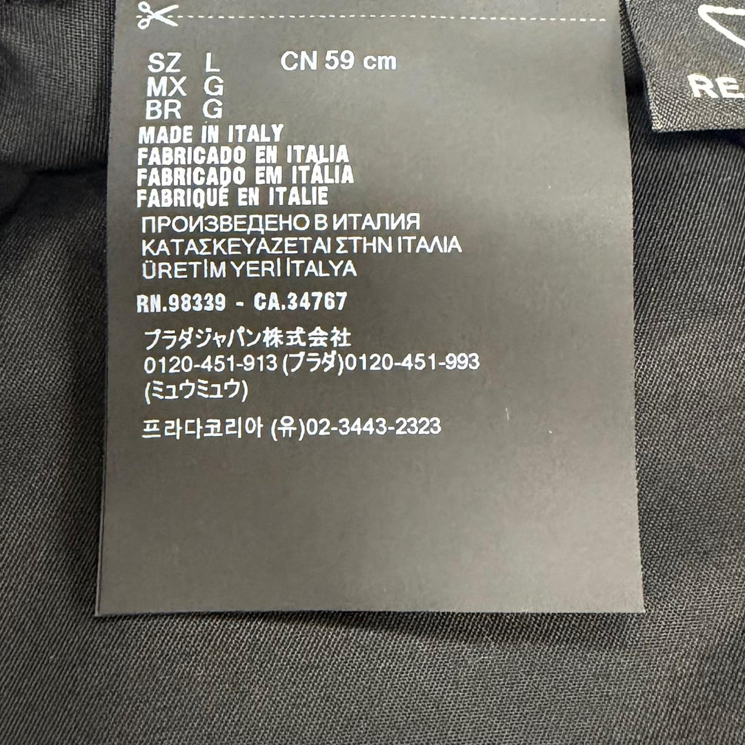 極美品▼PRADA プラダ 2025年製 2HC137 Re-Nylon トライアングルロゴ 三角プレート 帽子 バケットハットブラック L 伊製 正規品 メンズ