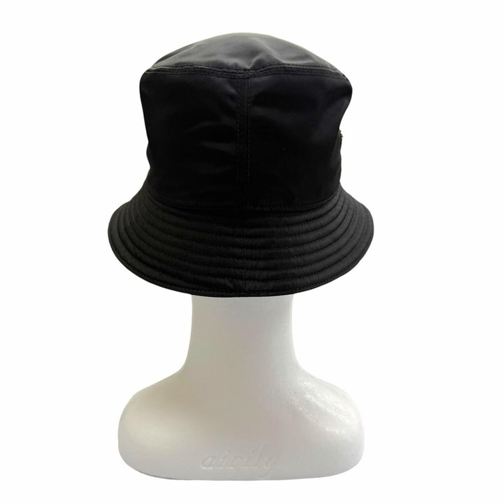 極美品▼PRADA プラダ 2025年製 2HC137 Re-Nylon トライアングルロゴ 三角プレート 帽子 バケットハットブラック L 伊製 正規品 メンズ