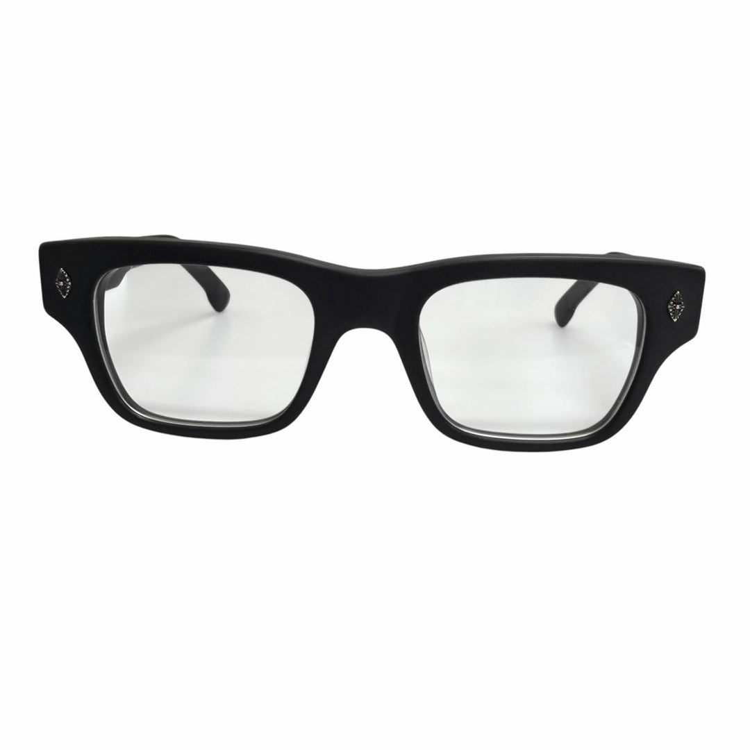 美品□CHROME HEARTS クロムハーツ CRYPDIC 一部SV925 CHクロス メガネ 眼鏡 アイウェア ブラック 51□22-145 度なし 重量54g メンズ