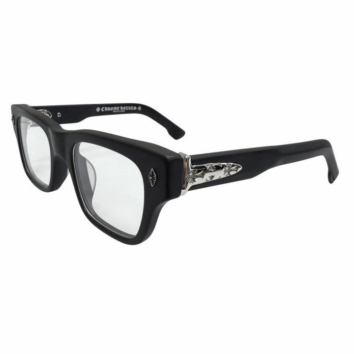 美品□CHROME HEARTS クロムハーツ CRYPDIC 一部SV925 CHクロス メガネ 眼鏡 アイウェア ブラック 51□22-145 度なし 重量54g メンズ