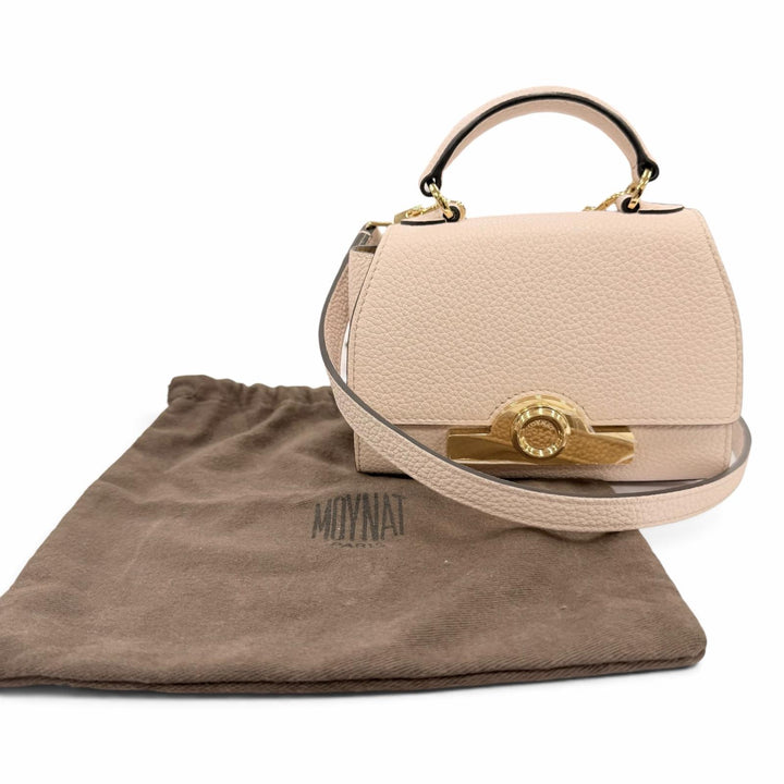 極美品☆MOYNAT モワナ REJANE NANO レジェンヌ レザー 2WAY ミニハンドバッグ ショルダーバッグ ピンクベージュ フランス製 保存袋付き