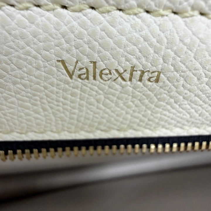 極美品☆Valextra ヴァレクストラ N504508 レザー ハンドバッグ トートバッグ ベージュ イエロー アイボリー イタリア製 レディース