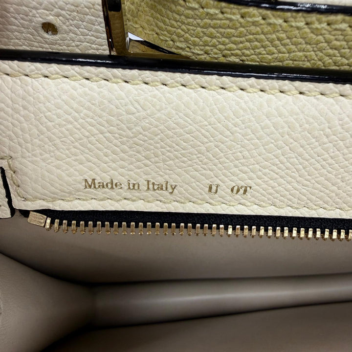 極美品☆Valextra ヴァレクストラ N504508 レザー ハンドバッグ トートバッグ ベージュ イエロー アイボリー イタリア製 レディース