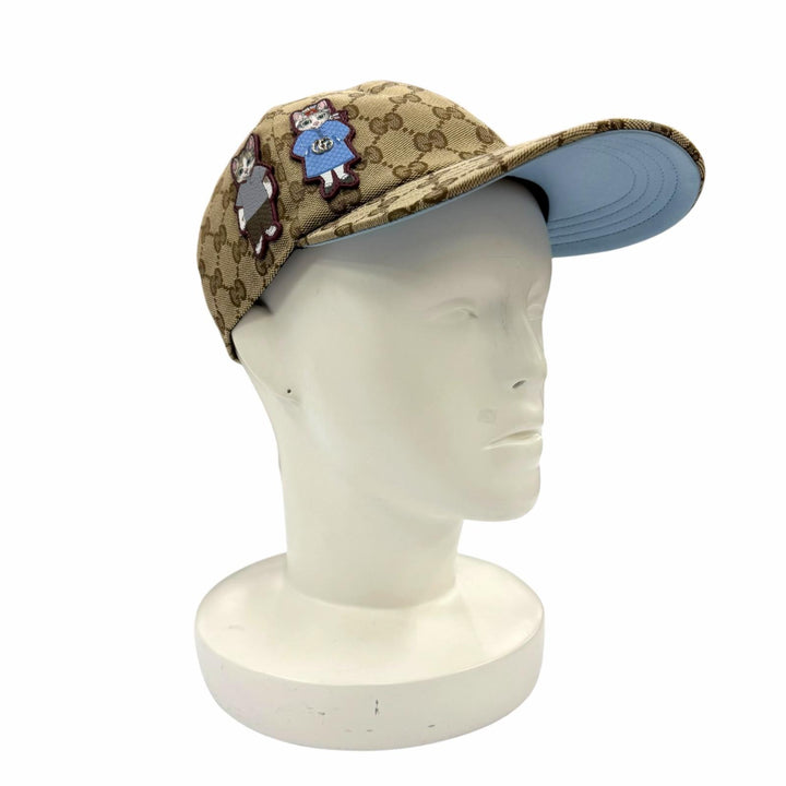 未使用品☆GUCCI YUKO HIGUCHI グッチ ヒグチユウコ 847862 GGキャンバス キャップ ブラウン ライトブルー M 伊製 正規品 レディース