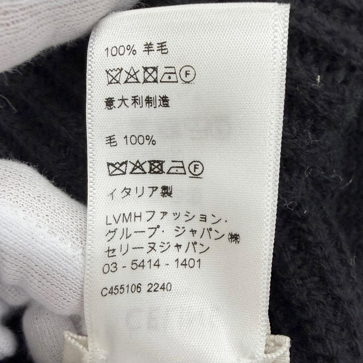 極美品△CELINE セリーヌ 2AG50378U ウール100％ Cロゴ ニット帽 ニットキャップ ビーニー ブラック ホワイト 正規品 レディース メンズ