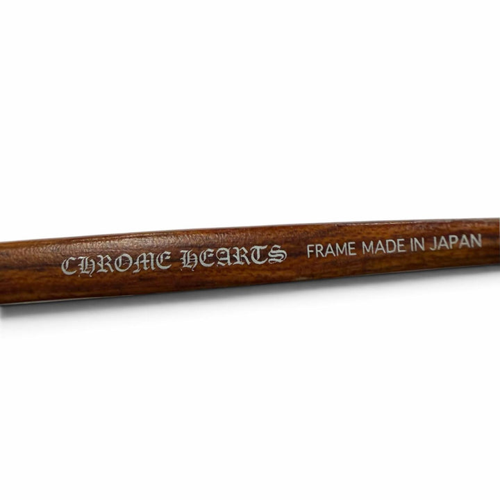 美品▼CHROME HEARTS クロムハーツ THE BEAST 3 925 ウッドテンプル アイウェア サングラス ゴールド ブラウン 度なし 重量39.09g メンズ