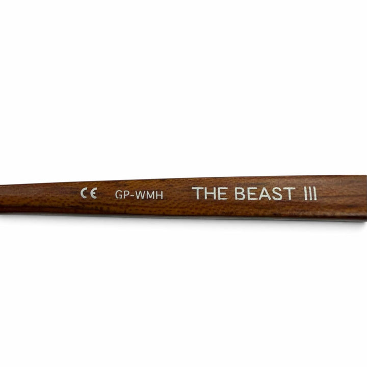美品▼CHROME HEARTS クロムハーツ THE BEAST 3 925 ウッドテンプル アイウェア サングラス ゴールド ブラウン 度なし 重量39.09g メンズ
