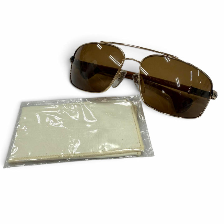 美品▼CHROME HEARTS クロムハーツ THE BEAST 3 925 ウッドテンプル アイウェア サングラス ゴールド ブラウン 度なし 重量39.09g メンズ