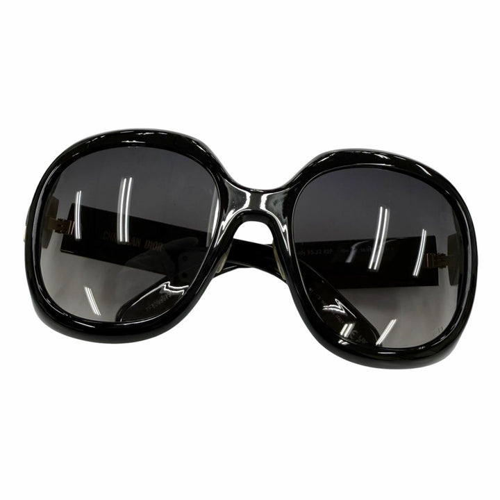 極美品☆Christian Dior クリスチャンディオール カナージュフレーム CDロゴ サングラス ブラック ゴールド 56□20 120 デモレンズ 伊製