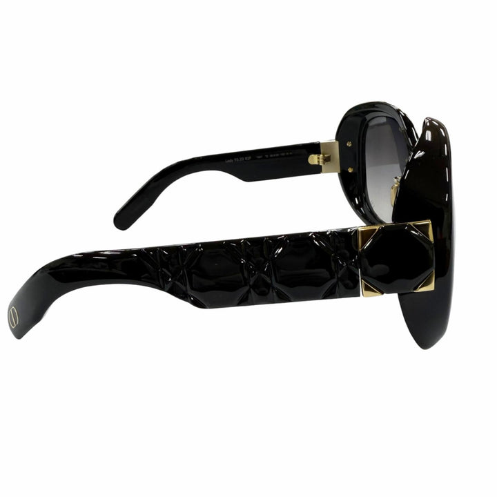 極美品☆Christian Dior クリスチャンディオール カナージュフレーム CDロゴ サングラス ブラック ゴールド 56□20 120 デモレンズ 伊製