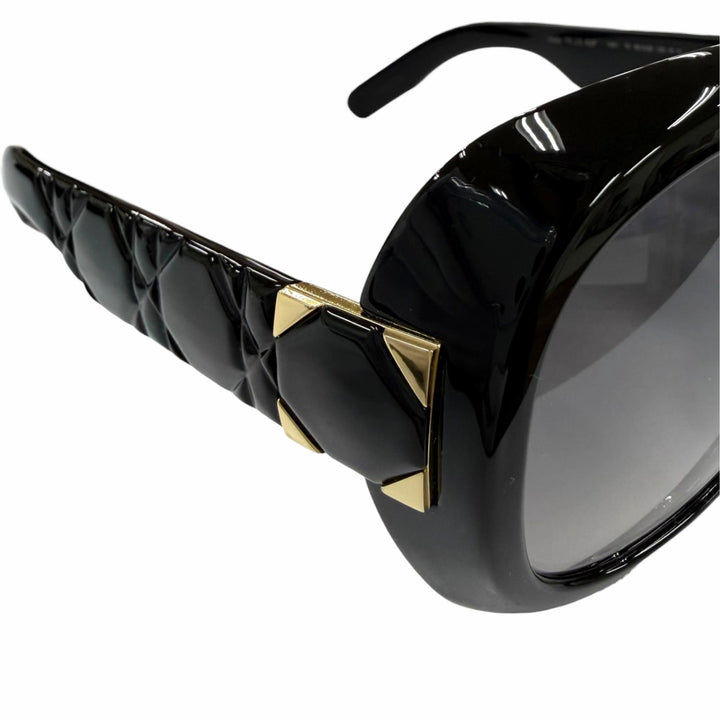 極美品☆Christian Dior クリスチャンディオール カナージュフレーム CDロゴ サングラス ブラック ゴールド 56□20 120 デモレンズ 伊製