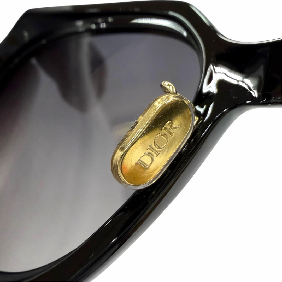 極美品☆Christian Dior クリスチャンディオール カナージュフレーム CDロゴ サングラス ブラック ゴールド 56□20 120 デモレンズ 伊製