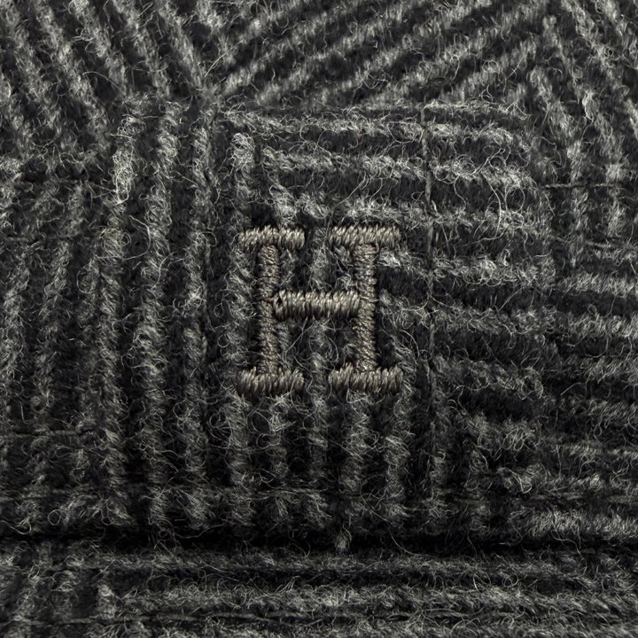 極美品▼HERMES エルメス ウール カシミヤ ヘリンボーン柄 Hロゴ刺繍 中折れ帽子 ハット グレー 59 フランス製 正規品 メンズ 箱付き