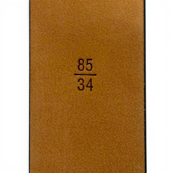 美品▼LOUIS VUITTON ルイヴィトン M6901V サンチュール イニシャル LV レザーベルト ブラック ゴールド金具 85/34 スペイン製 箱付き