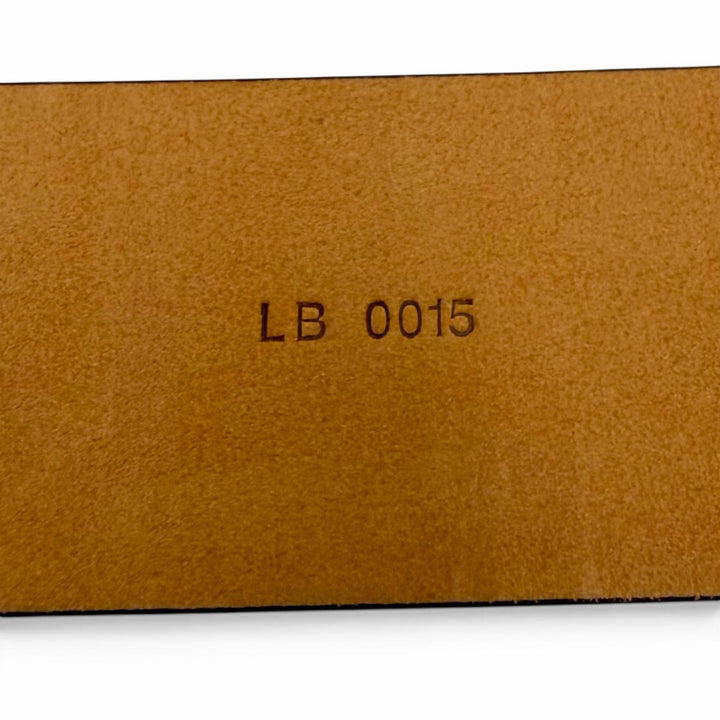 美品▼LOUIS VUITTON ルイヴィトン M6901V サンチュール イニシャル LV レザーベルト ブラック ゴールド金具 85/34 スペイン製 箱付き