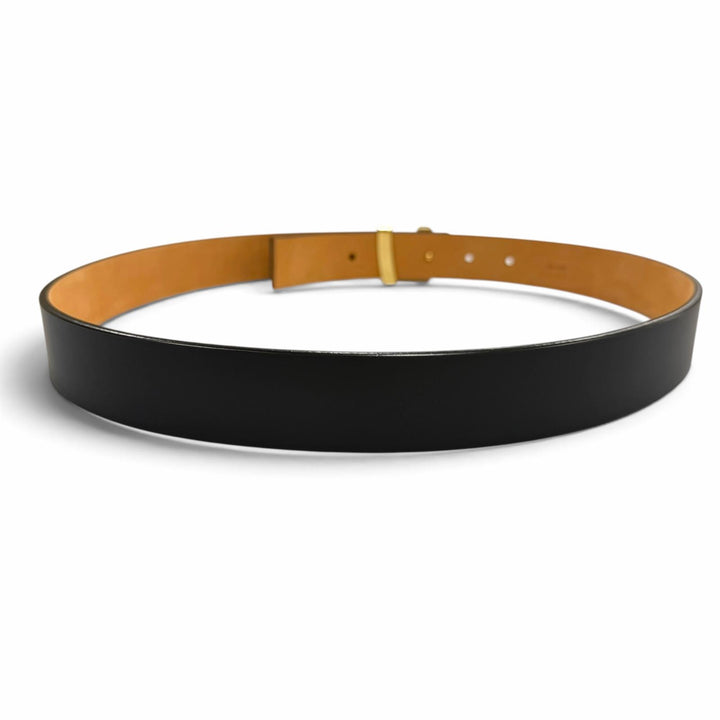 美品▼LOUIS VUITTON ルイヴィトン M6901V サンチュール イニシャル LV レザーベルト ブラック ゴールド金具 85/34 スペイン製 箱付き