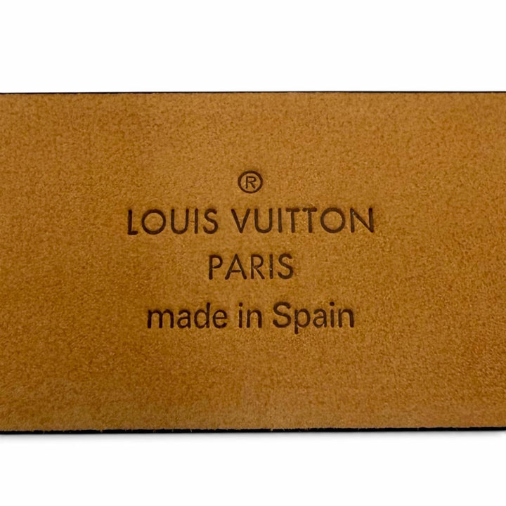 美品▼LOUIS VUITTON ルイヴィトン M6901V サンチュール イニシャル LV レザーベルト ブラック ゴールド金具 85/34 スペイン製 箱付き