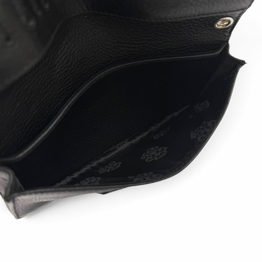 美品▼CHROME HEARTS クロムハーツ LNG SNGL FLD TIPS シングルフォールドウォレット レザー 925 二つ折り 長財布 ブラック シルバー 箱付