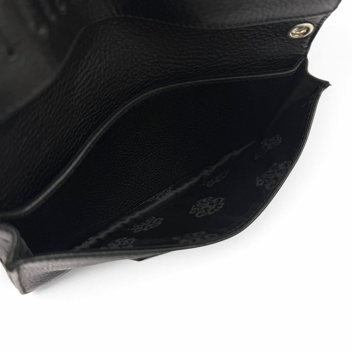 美品▼CHROME HEARTS クロムハーツ LNG SNGL FLD TIPS シングルフォールドウォレット レザー 925 二つ折り 長財布 ブラック シルバー 箱付