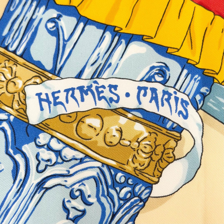 極美品△HERMES エルメス PRIERES AU VENT 風の中の祈り シルク100％ カレ90 スカーフ レッド系 マルチカラー フランス製 レディース