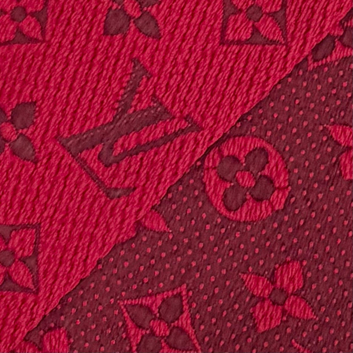 美品△LOUIS VUITTON ルイヴィトン 413287 エシャルプ ロゴマニア ウール シルク ルビー モノグラム フリンジ マフラー 伊製 レディース
