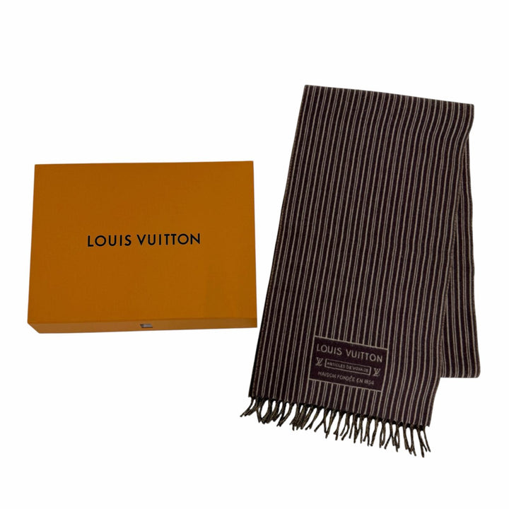 極美品☆LOUIS VUITTON ルイヴィトン 2025年製 M96732 マイ ネヴァーフル カシミヤ混 モノグラム フリンジ付 マフラー ブラウン 正規品