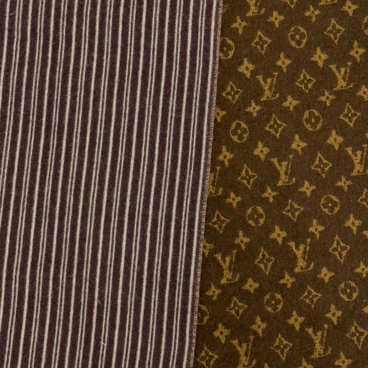 極美品☆LOUIS VUITTON ルイヴィトン 2025年製 M96732 マイ ネヴァーフル カシミヤ混 モノグラム フリンジ付 マフラー ブラウン 正規品