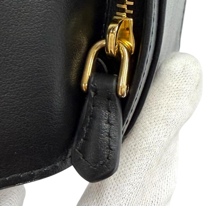 極美品★PRADA プラダ 1MV025 トライアングルロゴ シティカーフ タブ ロングウォレット 長財布 ブラック イタリア製 レディース 箱付き