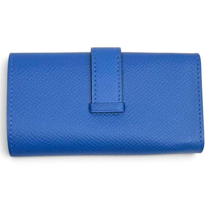 未使用品★HERMES エルメス ベアン ヴォーエプソン ブルージェリージュ シルバー金具 H金具付き 4連 キーケース C刻印 フランス製 箱付き