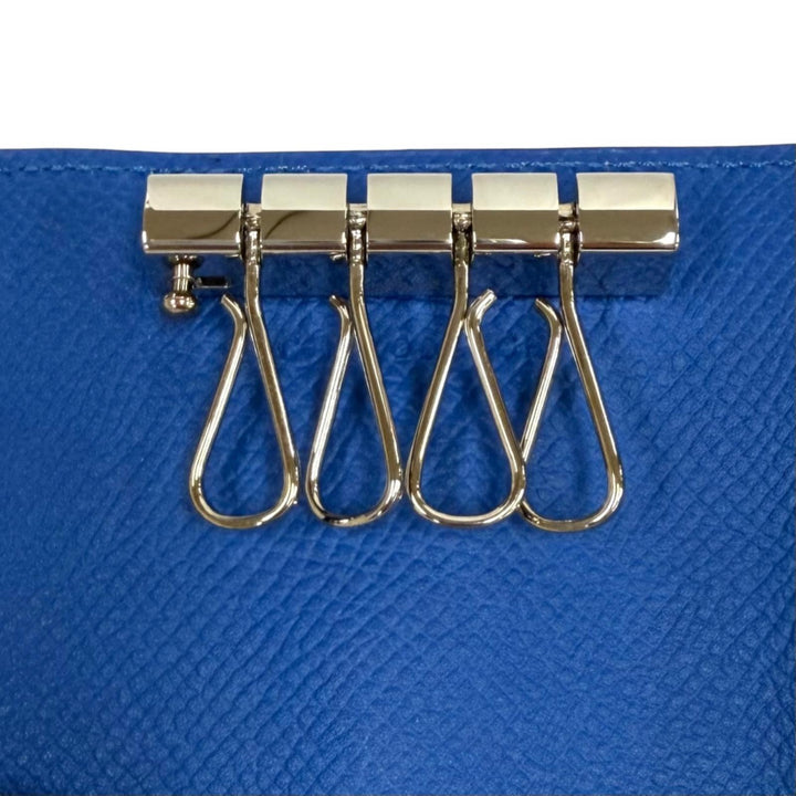 未使用品★HERMES エルメス ベアン ヴォーエプソン ブルージェリージュ シルバー金具 H金具付き 4連 キーケース C刻印 フランス製 箱付き