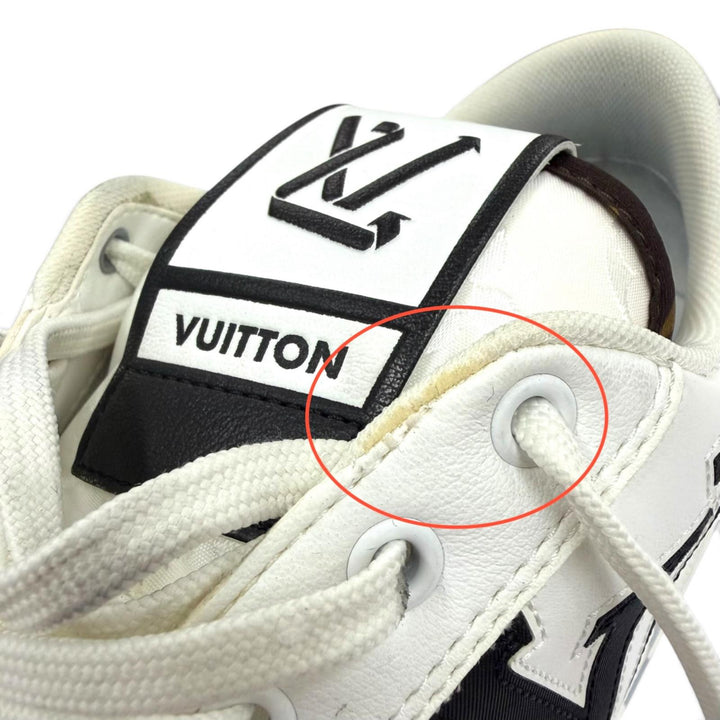 美品▼LOUIS VUITTON ルイヴィトン チャーリーライン レザー ローカットスニーカー ホワイト ライトグレー ブラック 7.5 箱・保存袋付き