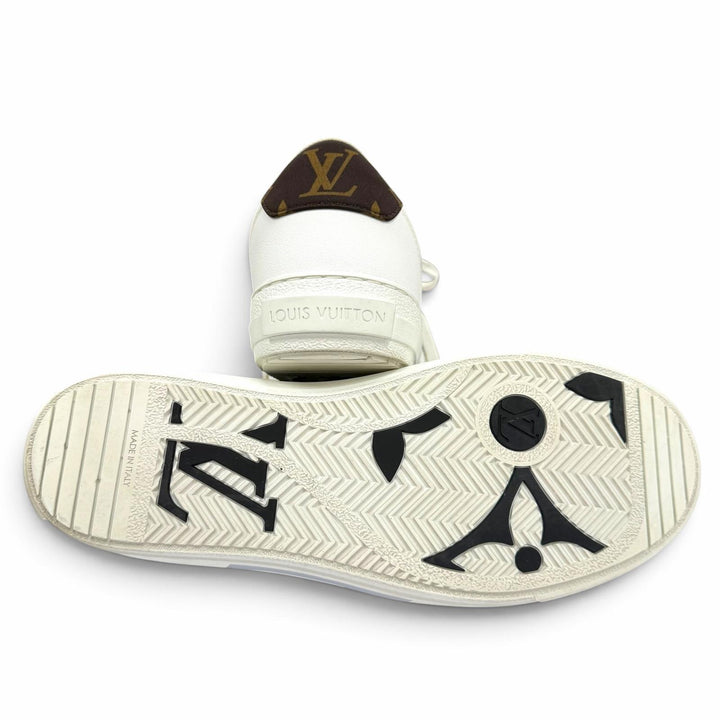 美品▼LOUIS VUITTON ルイヴィトン チャーリーライン レザー ローカットスニーカー ホワイト ライトグレー ブラック 7.5 箱・保存袋付き