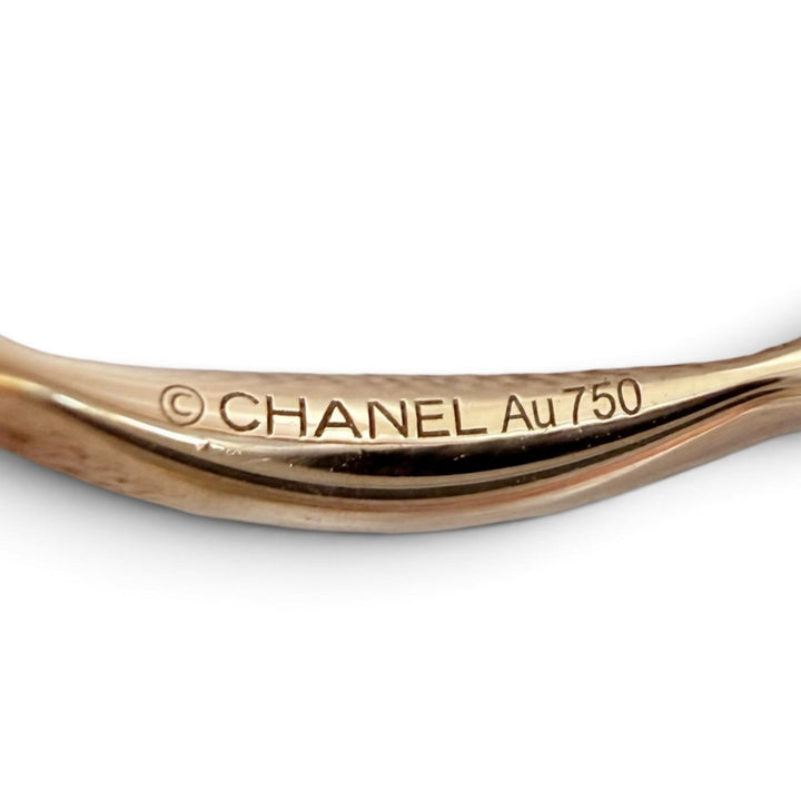極美品☆CHANEL シャネル AU750（PG） カメリア ハーフエタニティ ダイヤモンド リング 指輪 ピンクゴールド 50 JP10号相当 重量2.2g