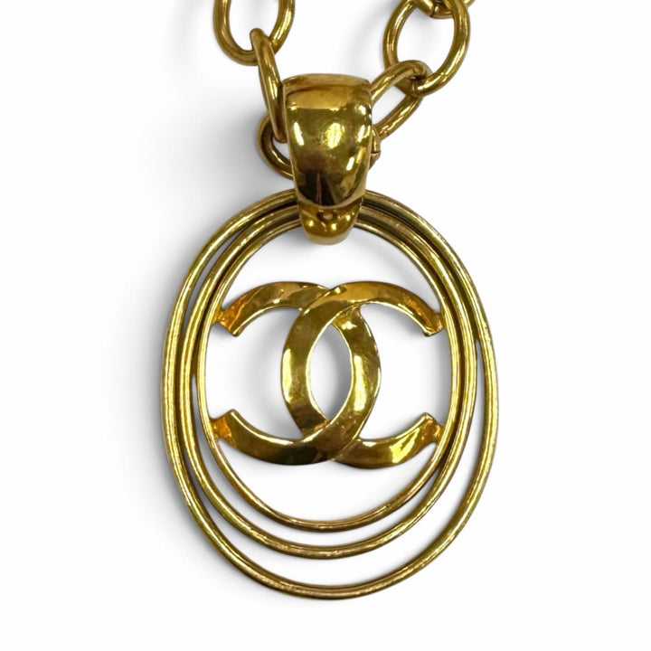 美品★CHANEL シャネル ヴィンテージ 95P ココマーク チェーン ネックレス ペンダント アクセサリー ゴールド フランス製 レディース