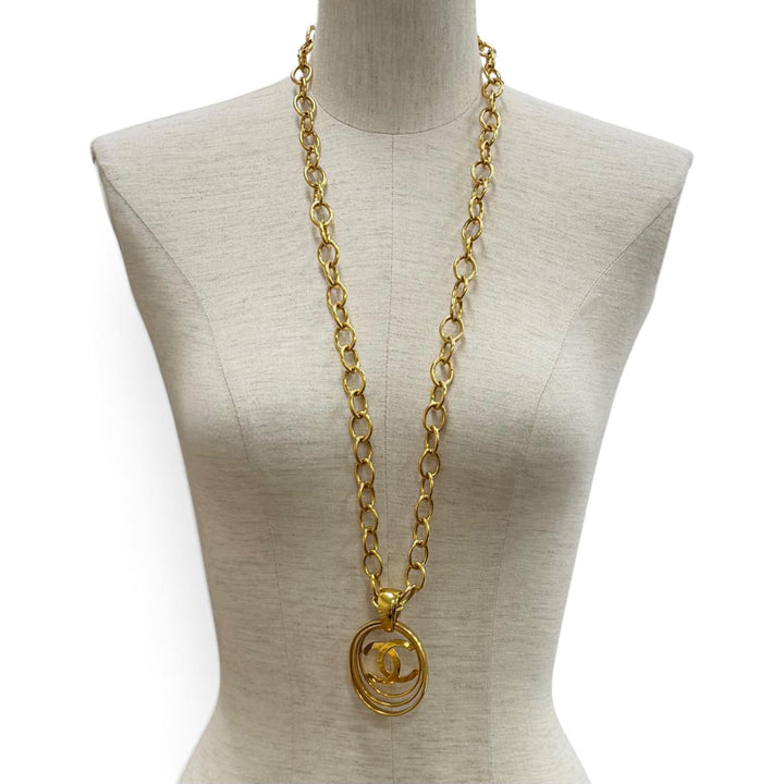 美品★CHANEL シャネル ヴィンテージ 95P ココマーク チェーン ネックレス ペンダント アクセサリー ゴールド フランス製 レディース