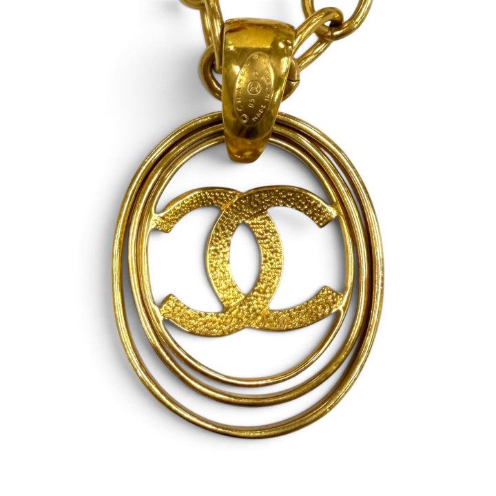 美品★CHANEL シャネル ヴィンテージ 95P ココマーク チェーン ネックレス ペンダント アクセサリー ゴールド フランス製 レディース