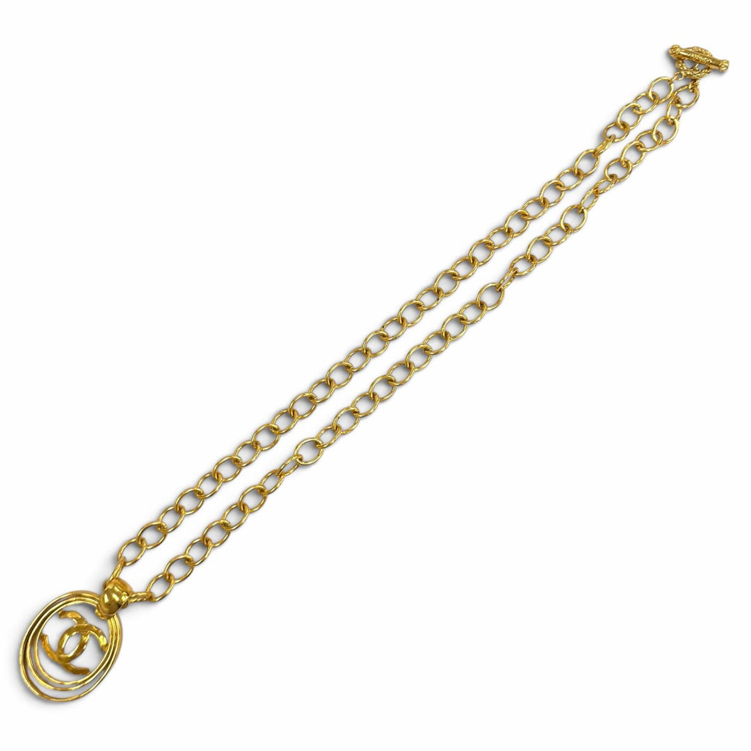 美品★CHANEL シャネル ヴィンテージ 95P ココマーク チェーン ネックレス ペンダント アクセサリー ゴールド フランス製 レディース