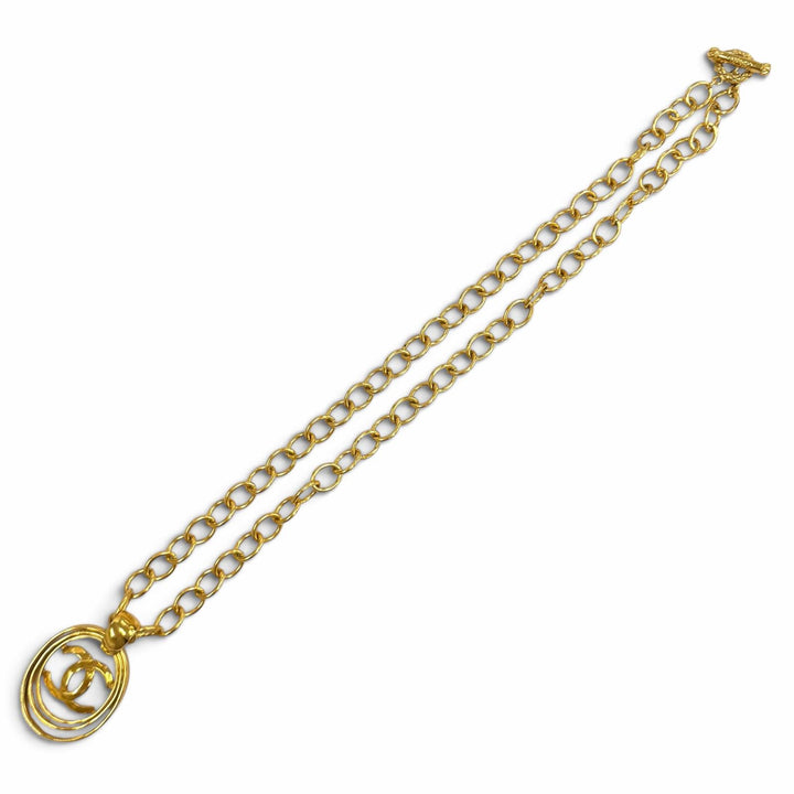 美品★CHANEL シャネル ヴィンテージ 95P ココマーク チェーン ネックレス ペンダント アクセサリー ゴールド フランス製 レディース