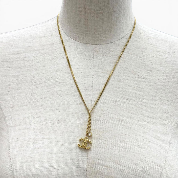 極美品★CHANEL シャネル C24P ABD016 ココマーク キルティング ラインストーン ネックレス アクセサリー ゴールド 仏製 レディース
