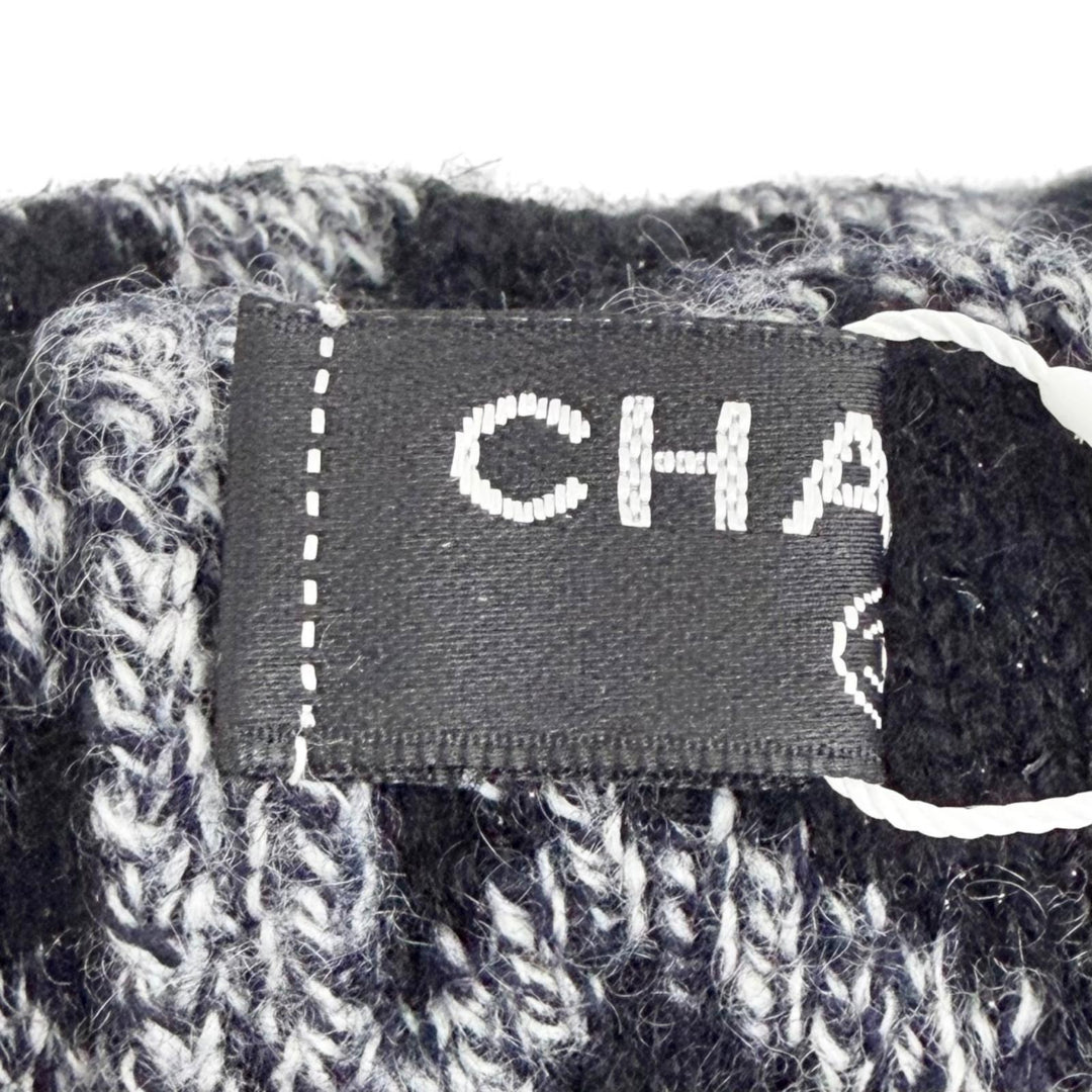 美品△CHANEL シャネル 18A カシミヤ89％ ココマーク マトラッセ ニット アームウォーマー アームカバー グレー ブラック レディース