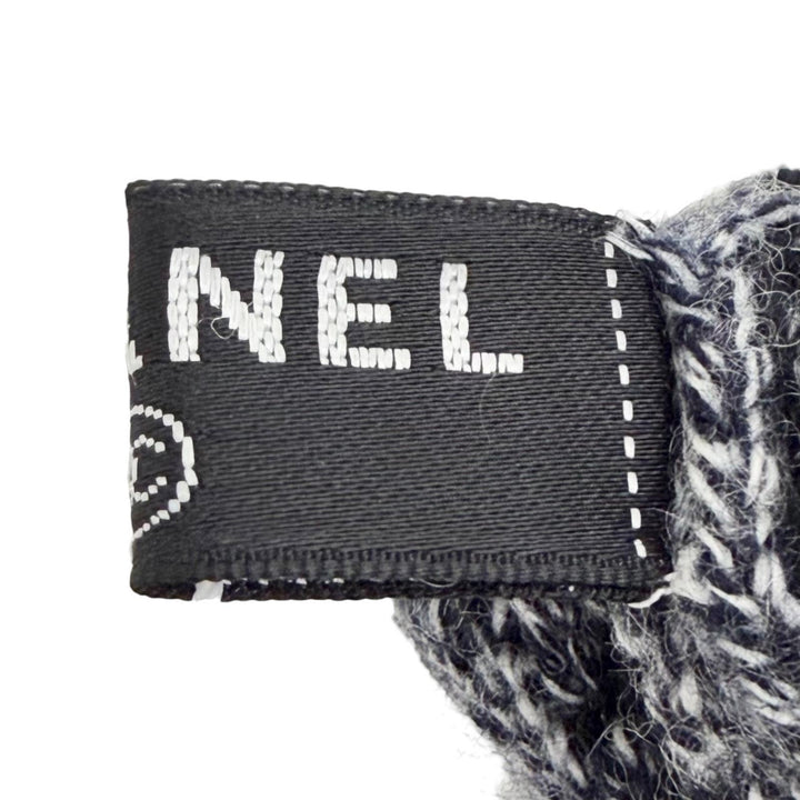 美品△CHANEL シャネル 18A カシミヤ89％ ココマーク マトラッセ ニット アームウォーマー アームカバー グレー ブラック レディース